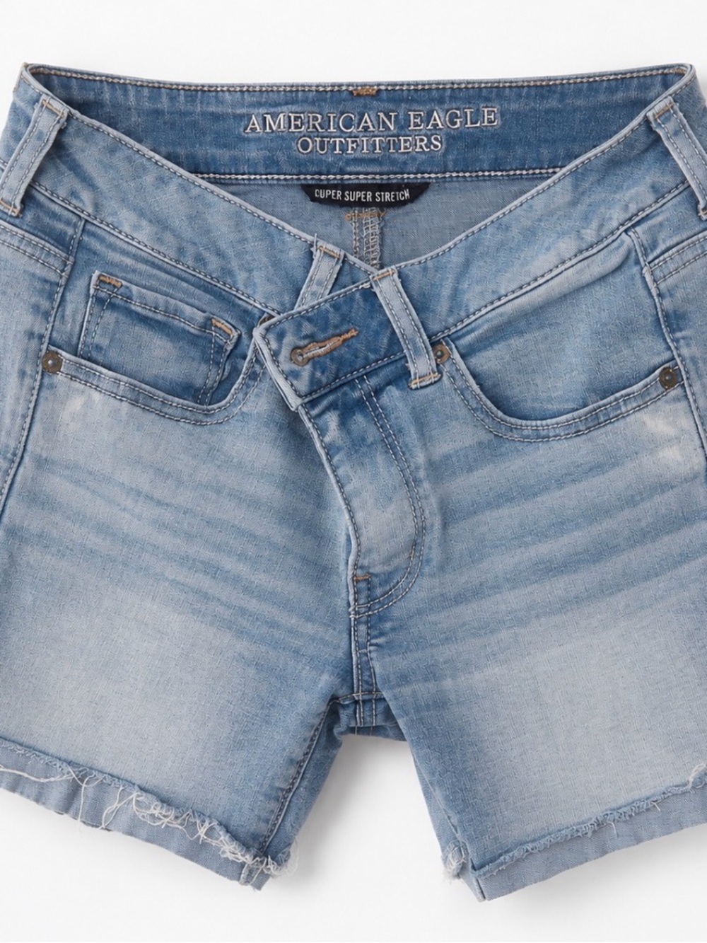 American Eagle Outfitters Light Blue Distressed Denim Shorts